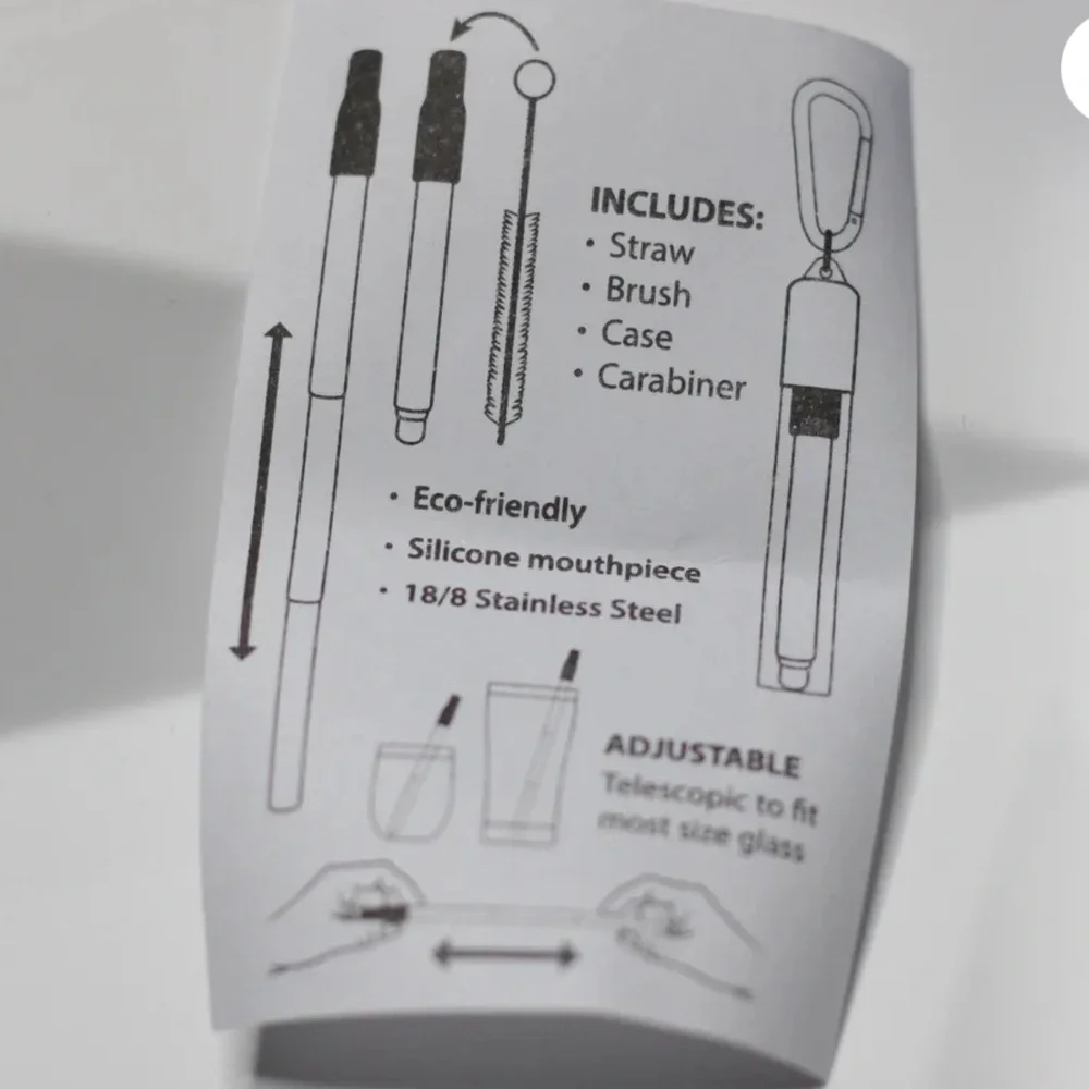 BRAND NEW Set Of Four Stainless Steel Collapsible Reusable Straws